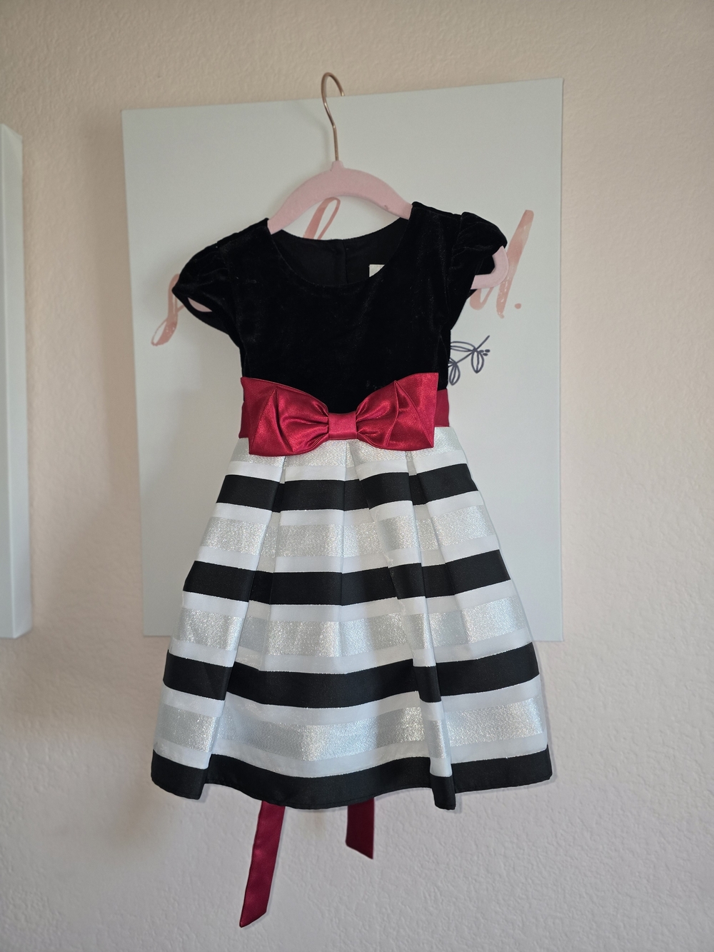 Girls Striped Bow Party Dress